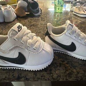 Nike Baby White and Black Cortez Sneakers